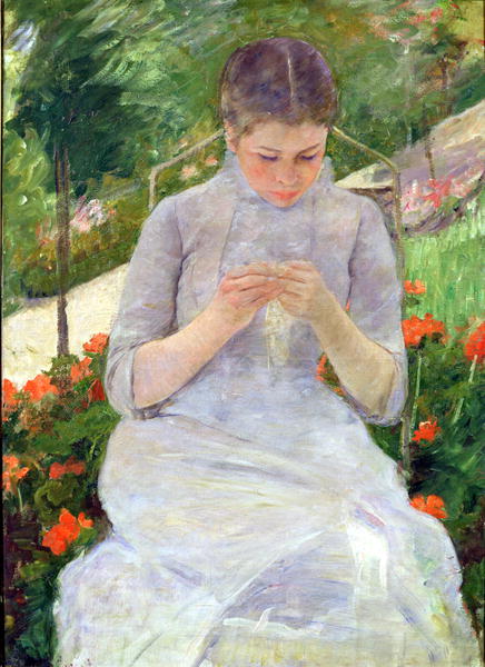 Young-Woman-Sewing-in-the-garden-1880-82-Mary-Stevenson-Cassatt-oil-painting-1